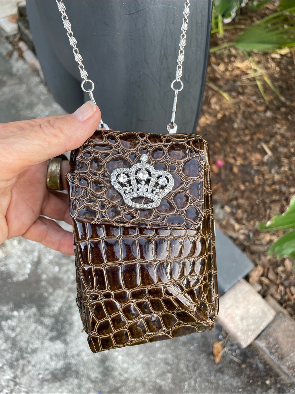 tiny patent alligator leather Crossbody or necklace bag